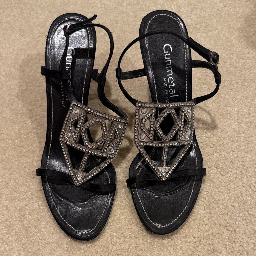 Gunmetal Beaded Women's Sandals